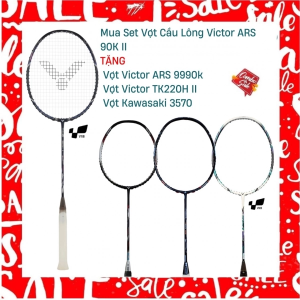Combo mua vợt cầu lông Victor ARS 90K II tặng vợt Victor TK220H II + vợt Victor ARS 9990K + Vợt Kawasaki 3570