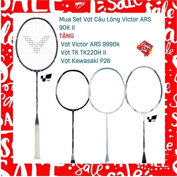 Combo mua vợt cầu lông Victor ARS 90K II tặng vợt Victor TK220H II + vợt Victor ARS 9990K + Vợt Kawasaki P26