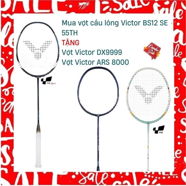 Combo Mua Vợt Cầu Lông Victor BS12 SE 55TH Tặng Vợt Victor ARS 8000 + Vợt Victor DX9999