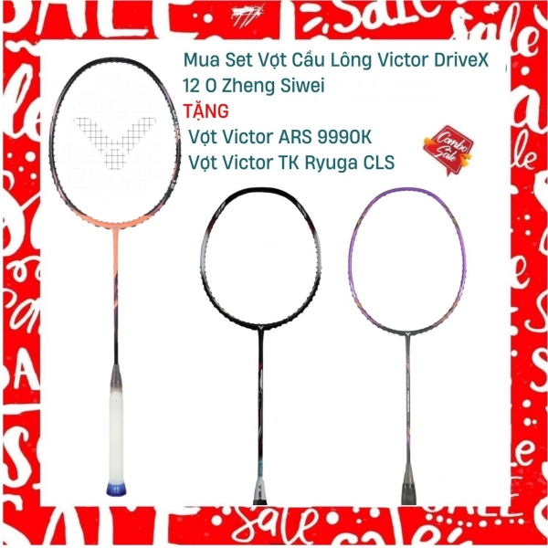 Combo mua vợt cầu lông Victor DriveX 12 O Zheng Siwei tặng vợt Victor ARS 9990K + vợt Victor TK Ryuga CLS