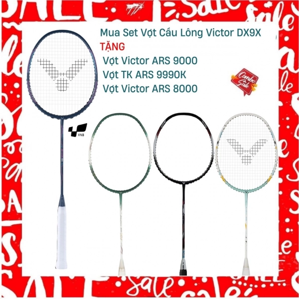 Combo mua vợt cầu lông Victor DX9X tặng vợt Victor ARS 9000 + vợt Victor ARS 9990K + vợt Victor ARS 8000