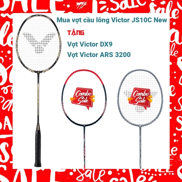 Combo Mua Vợt Cầu Lông Victor JS10C NEW + Tặng Vợt Victor DX9 + Vợt Victor Auraspeed 3200