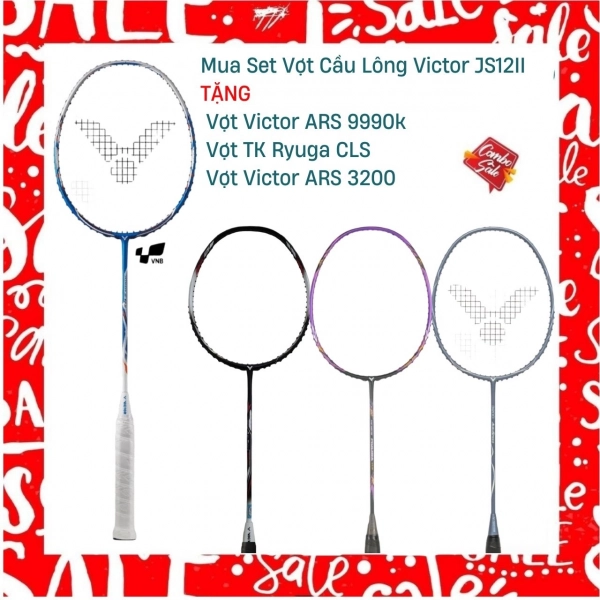 Combo Mua Vợt Cầu Lông Victor JS12II Tặng Vợt Victor ARS 9990K + Vợt Victor TK Ryuga CLS + Vợt Victor ARS 3200
