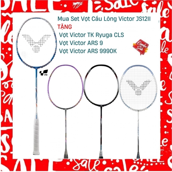 Combo Mua Vợt Cầu Lông Victor JS12II Tặng Vợt Victor ARS 9990K + Vợt Victor TK Ryuga CLS + Vợt Victor ARS 9