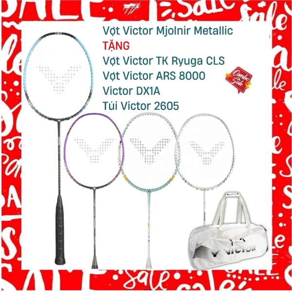 Combo Mua Vợt Cầu Lông Victor Mjolnir Metallic Tặng Vợt Victor ARS 8000 + Vợt Victor DX1A + Vợt Victor Ryuga CLS + Túi Victor 2605