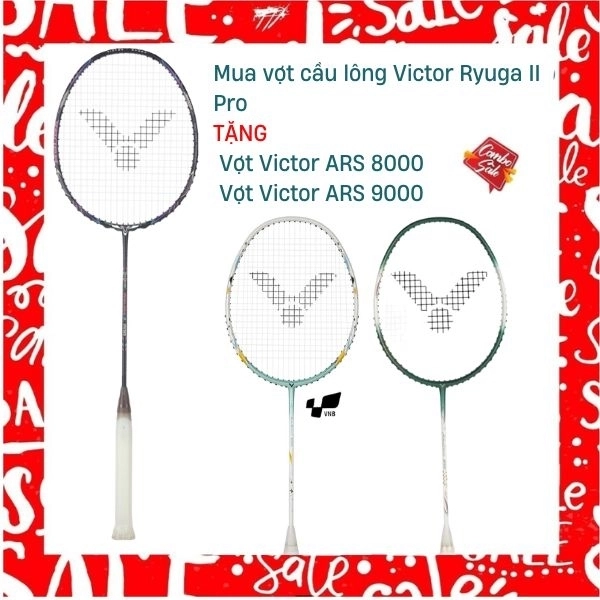 Combo Mua Vợt Cầu Lông Victor Ryuga II Pro Tặng Vợt Victor ARS 9000 + Vợt Victor ARS 8000