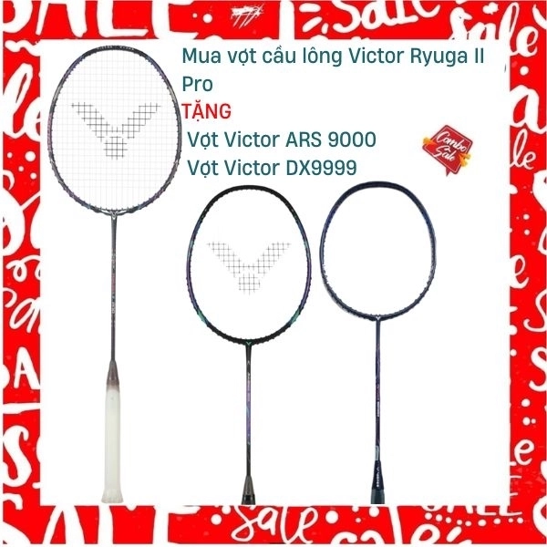 Combo Mua Vợt Cầu Lông Victor Ryuga II Pro Tặng Vợt Victor Auraspeed 9000 + Vợt DX9999