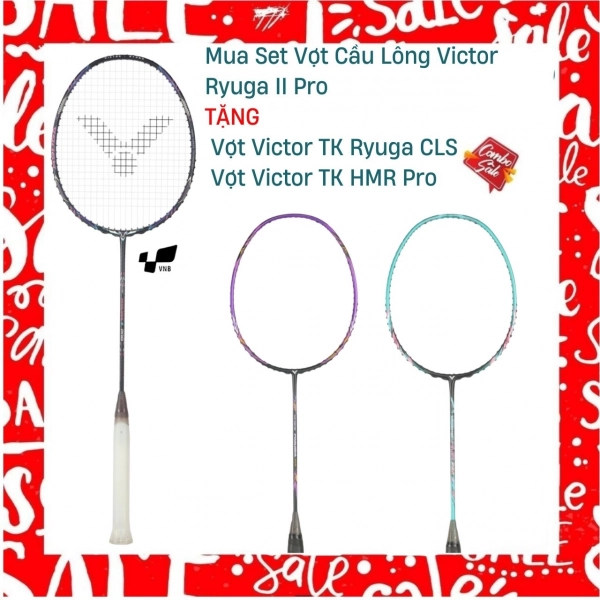 Combo Mua Vợt Cầu Lông Victor Ryuga II Pro Tặng Vợt Victor TK HMK Pro + Vợt Victor TK Ryuga CLS