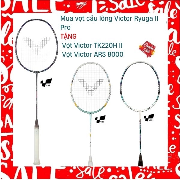 Combo Mua Vợt Cầu Lông Victor Ryuga II Pro Tặng Vợt Victor TK220H II + Vợt Victor ARS 8000