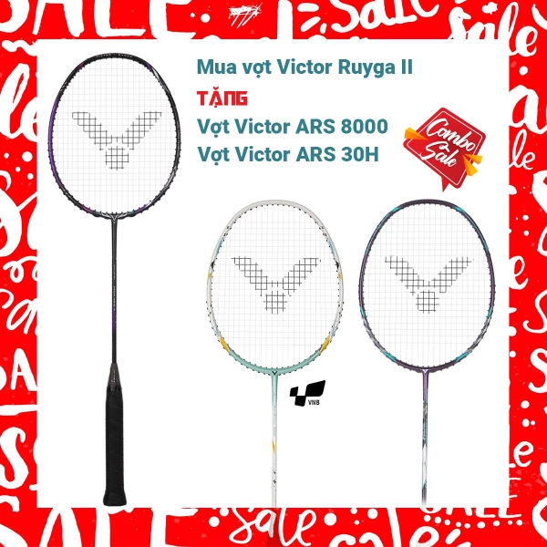 Combo Mua Vợt Cầu Lông Victor Ryuga II Tặng Vợt Victor ARS 30H + Vợt Victor ARS 8000