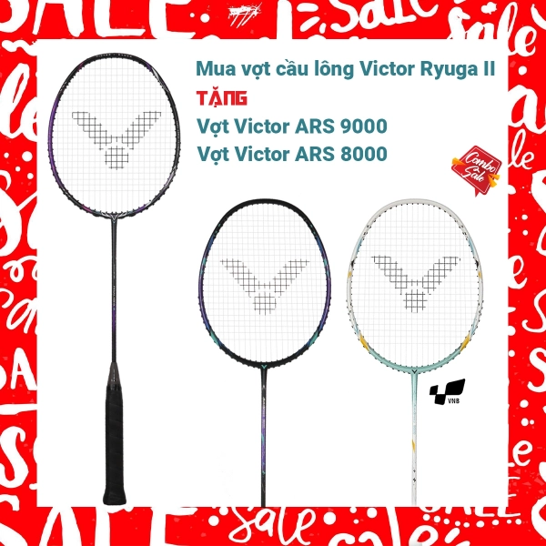 Combo Mua Vợt Cầu Lông Victor Ryuga II Tặng Vợt Victor Auraspeed 9000 +  Victor Auraspeed 8000