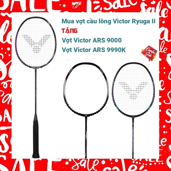 Combo Mua Vợt Cầu Lông Victor Ryuga II Tặng Vợt Victor Auraspeed 9000 + Victor Auraspeed 9990K