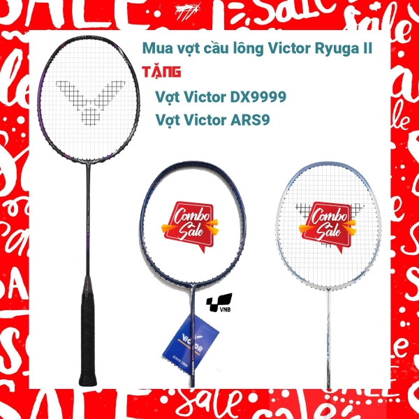 Combo Mua Vợt Cầu Lông Victor Ryuga II Tặng Vợt Victor DX9999 + Vợt Victor ARS 9