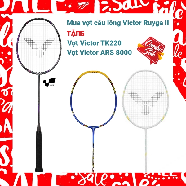 Combo Mua Vợt Cầu Lông Victor Ryuga II Tặng Vợt Victor TK220 + Vợt Victor ARS 8000