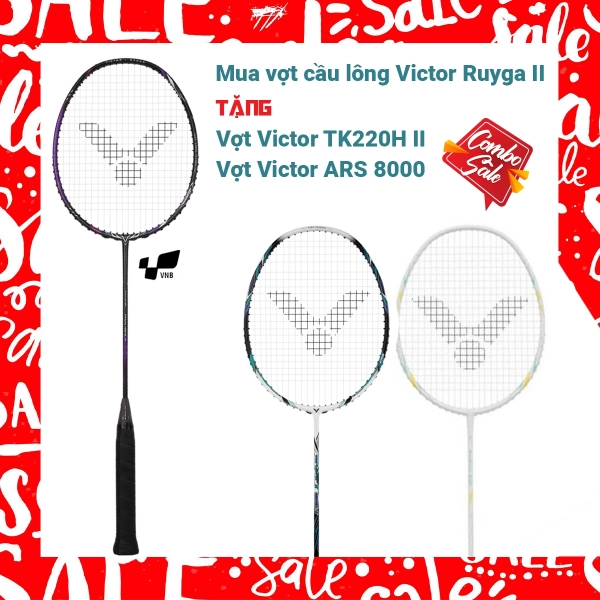 Combo Mua Vợt Cầu Lông Victor Ryuga II Tặng Vợt Victor TK220H II + Vợt Victor ARS 8000