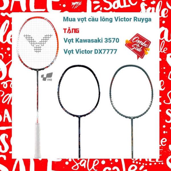 Combo mua vợt cầu lông Victor Ryuga tặng vợt Victor DX 7777 + vợt Kawasaki 3570