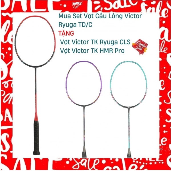 Combo Mua Vợt Cầu Lông Victor Ryuga TD/C Tặng Vợt Victor TK HMR Pro + Vợt Victor TK Ryuga CLS