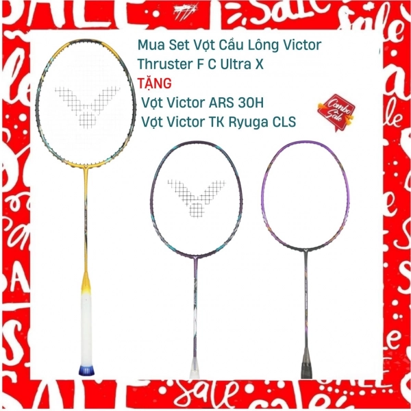 Combo mua vợt cầu lông Victor Thruster F C Ultra X tặng vợt Victor ARS 30H + vợt Victor TK Ryuga CLS