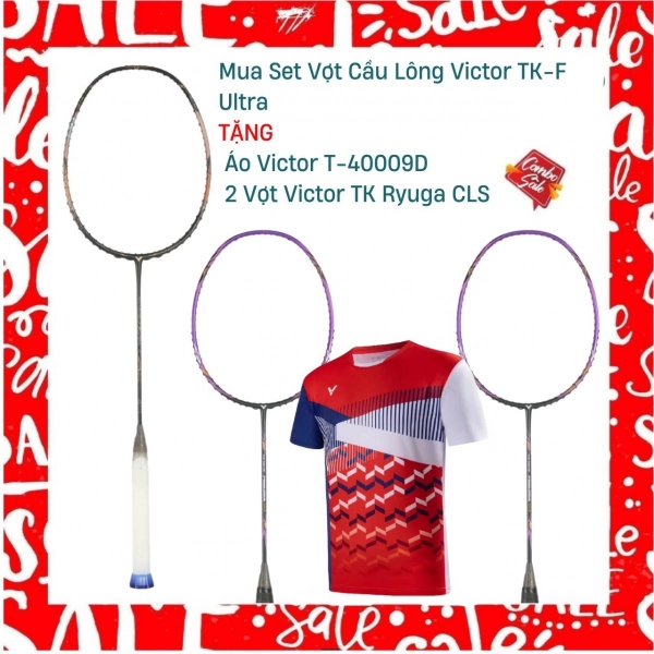 Combo Mua Vợt Cầu Lông Victor TK-F Ultra Tặng 2 Vợt Victor TK Ryuga CLS + áo Victor