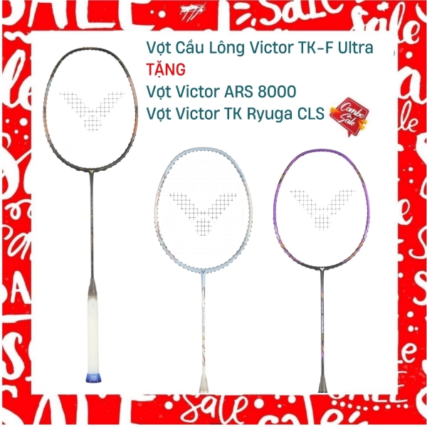 Combo Mua Vợt Cầu Lông Victor TK-F Ultra Tặng Vợt Victor ARS 8000 + Vợt Victor TK Ryuga CLS