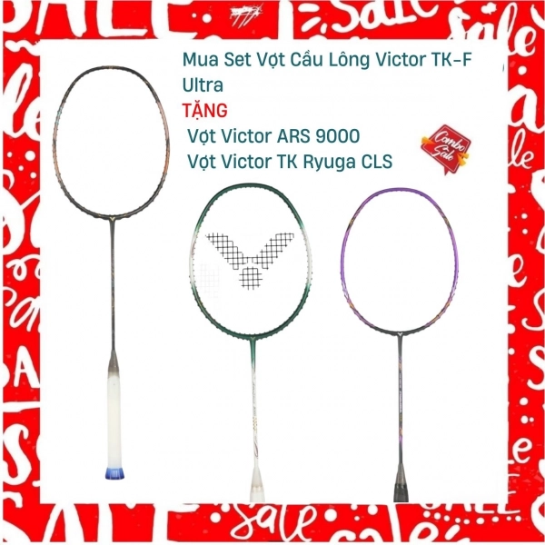 Combo Mua Vợt Cầu Lông Victor TK-F Ultra Tặng Vợt Victor ARS 9000 + Vợt Victor TK Ryuga CLS