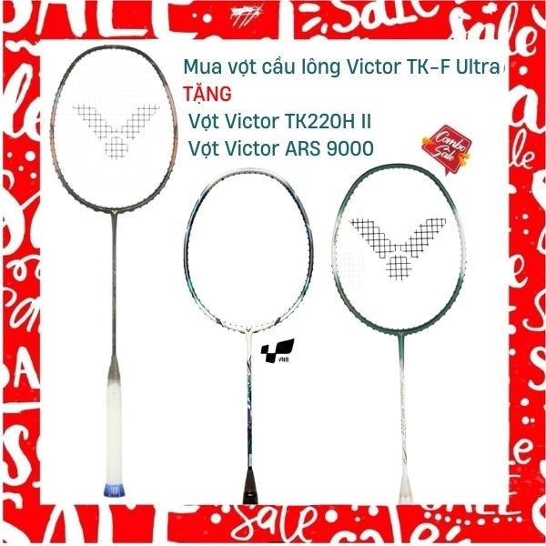 Combo Mua Vợt Cầu Lông Victor TK-F Ultra Tặng Vợt Victor ARS 9000 + Vợt Victor TK220H II