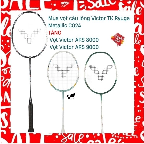 Combo Mua Vợt Cầu Lông Victor TK Ryuga Metallic CO24 Tặng Vợt Victor ARS 8000 + Vợt Victor ARS 9000