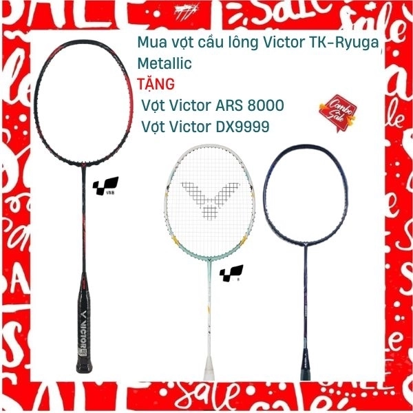 Combo Mua Vợt Cầu Lông Victor TK-Ryuga Metallic Tặng Vợt Victor ARS 8000 + Vợt DX9999