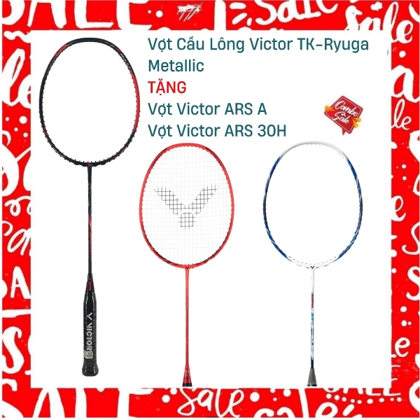 Combo Mua Vợt Cầu Lông Victor TK-Ryuga Metallic Tặng Vợt Victor ARS A + Vợt Victor ARS 30H