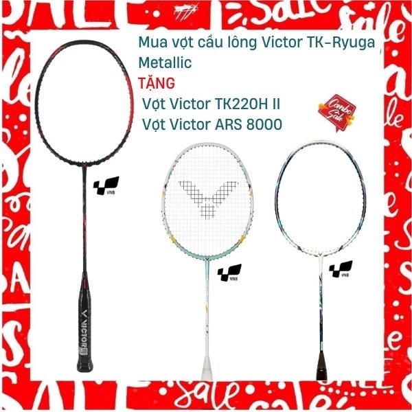 Combo Mua Vợt Cầu Lông Victor TK-Ryuga Metallic Tặng Vợt Victor TK220H II + Vợt Victor ARS 8000