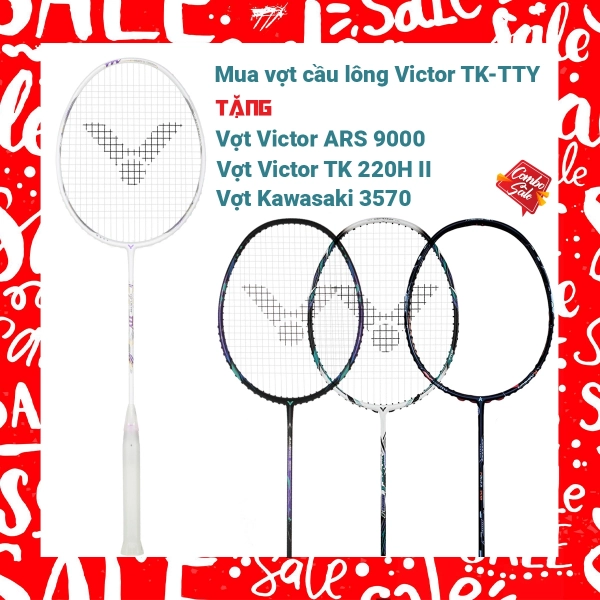 Combo Mua Vợt Cầu Lông Victor TK - TTY Tặng Vợt Victor TK 220H II + Vợt Victor Auraspeed 9000