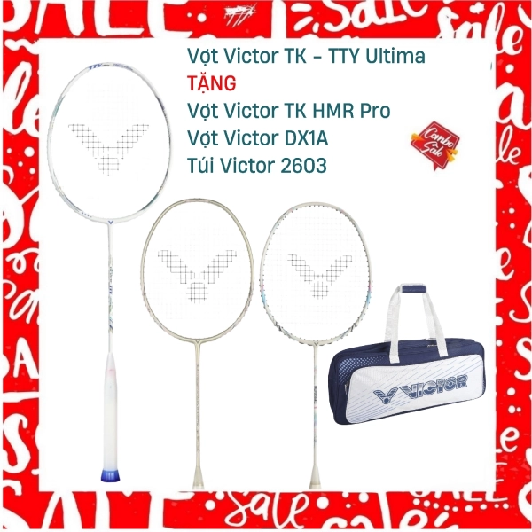 Combo Mua Vợt Cầu Lông Victor TK - TTY Ultima Tặng Vợt Victor DX1A + Vợt Victor TK HMR Pro + Túi Victor 2603