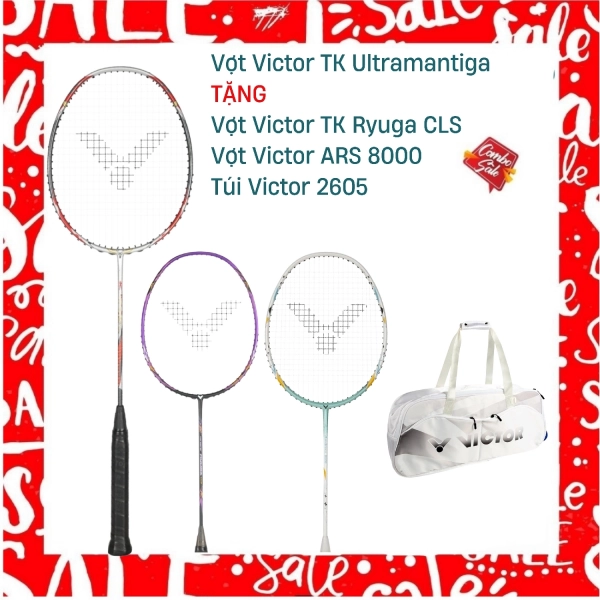 Combo Mua Vợt Cầu Lông Victor TK Ultramantiga Tặng Vợt Victor TK Ryuga CLS + Vợt Victor ARS 8000 + Túi Victor 2605