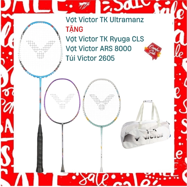Combo Mua Vợt Cầu Lông Victor TK Ultramanz Tặng Vợt Victor TK Ryuga CLS + Vợt Victor ARS 8000 + Túi Victor 2605