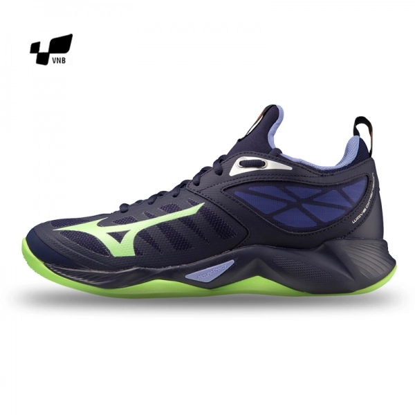 Giày cầu lông Mizuno Wave Dimension - Đen trắng xanh chính hãng (V1GA224011)