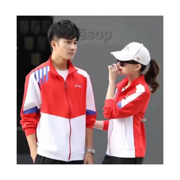 Áo khoác cầu lông Yonex 221 nam - Đỏ sọc xanh