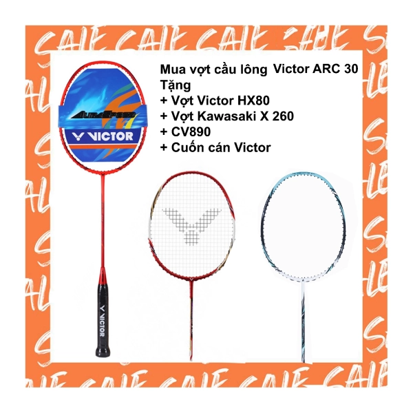 Combo mua vợt cầu lông Victor ARS 30 tặng vợt Victor HX 080 + Vợt Ka X260 + CV890 + Cuốn cán Victor