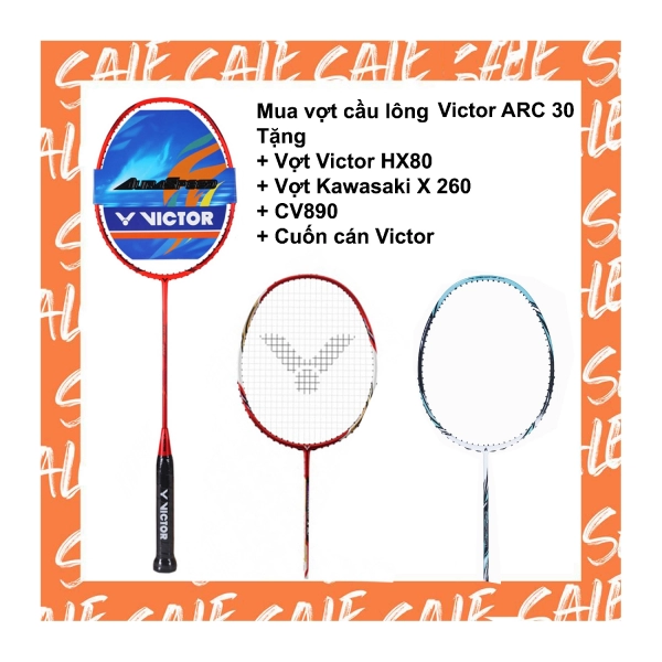 Combo mua vợt cầu lông Victor ARS 30 tặng vợt Victor HX080 + Vợt Kawasaki X260 + Cước CV890 + Quấn cán Victor