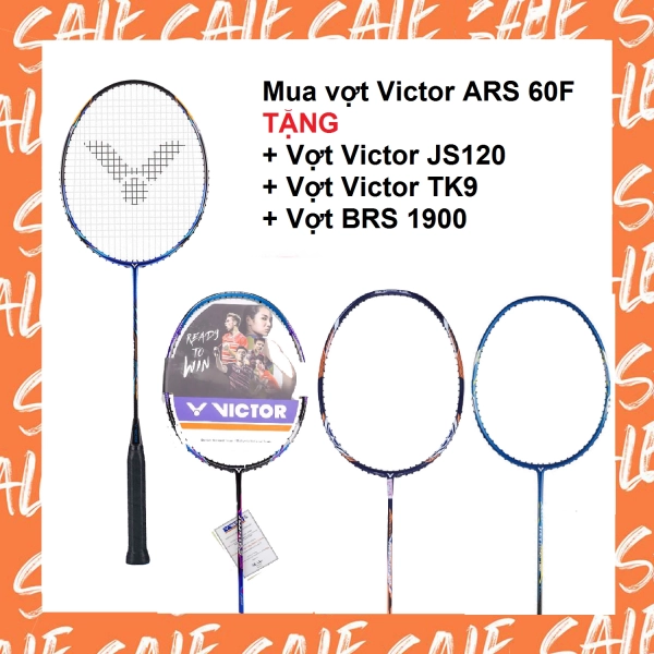 Combo mua vợt cầu lông Victor ARS 60F tặng vợt Victor JS120 + vợt Victor TK9 + BRS 1900