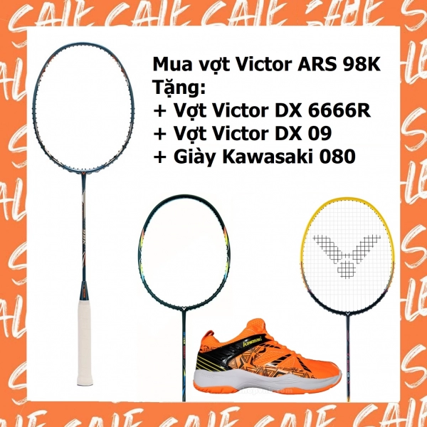 Combo mua vợt cầu lông Victor ARS 98K tặng vợt Victor DX 6666R + vợt Victor DX 09 +  giày Kawasaki 080