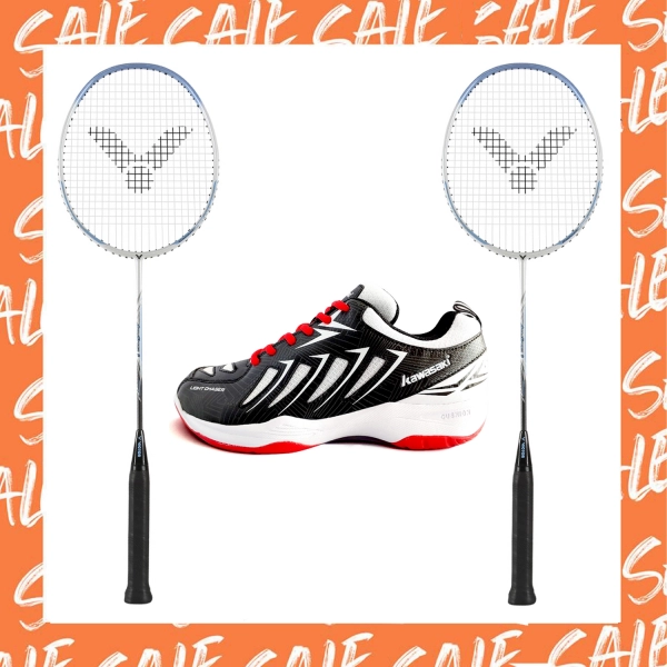 Combo mua vợt cầu lông Victor Auraspeed 9 tặng vợt Victor Auraspeed 9 + Giày Kawasaki 165 đen trắng