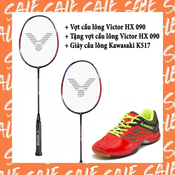Combo mua vợt cầu lông Victor HX 090 tặng vợt HX 090 + Giày Kawasaki + Quấn cán Victor