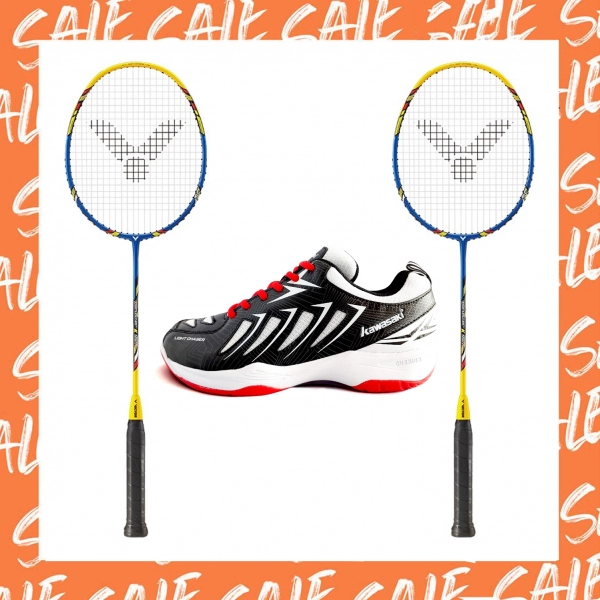 Combo mua vợt cầu lông Victor TK 220 tặng vợt Victor TK 220 + Giày Kawasaki 165 đen trắng