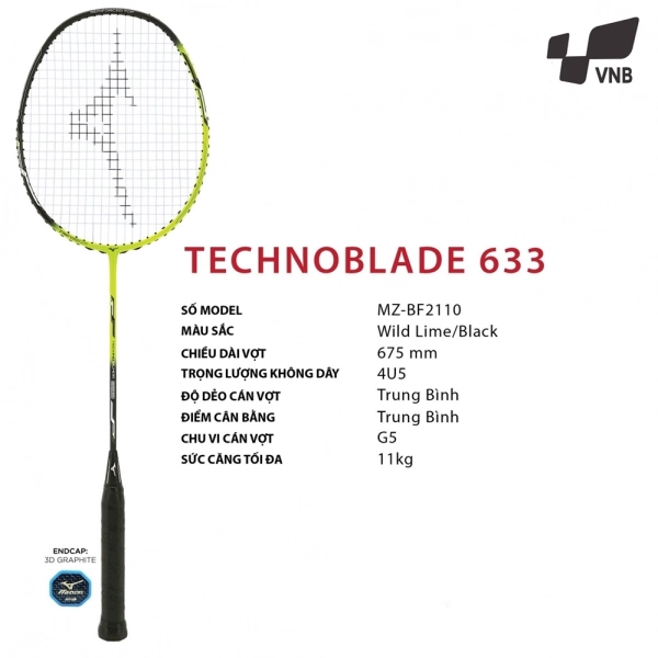 Vợt cầu lông Mizuno Technoblade 633 - Đen Vàng chính hãng