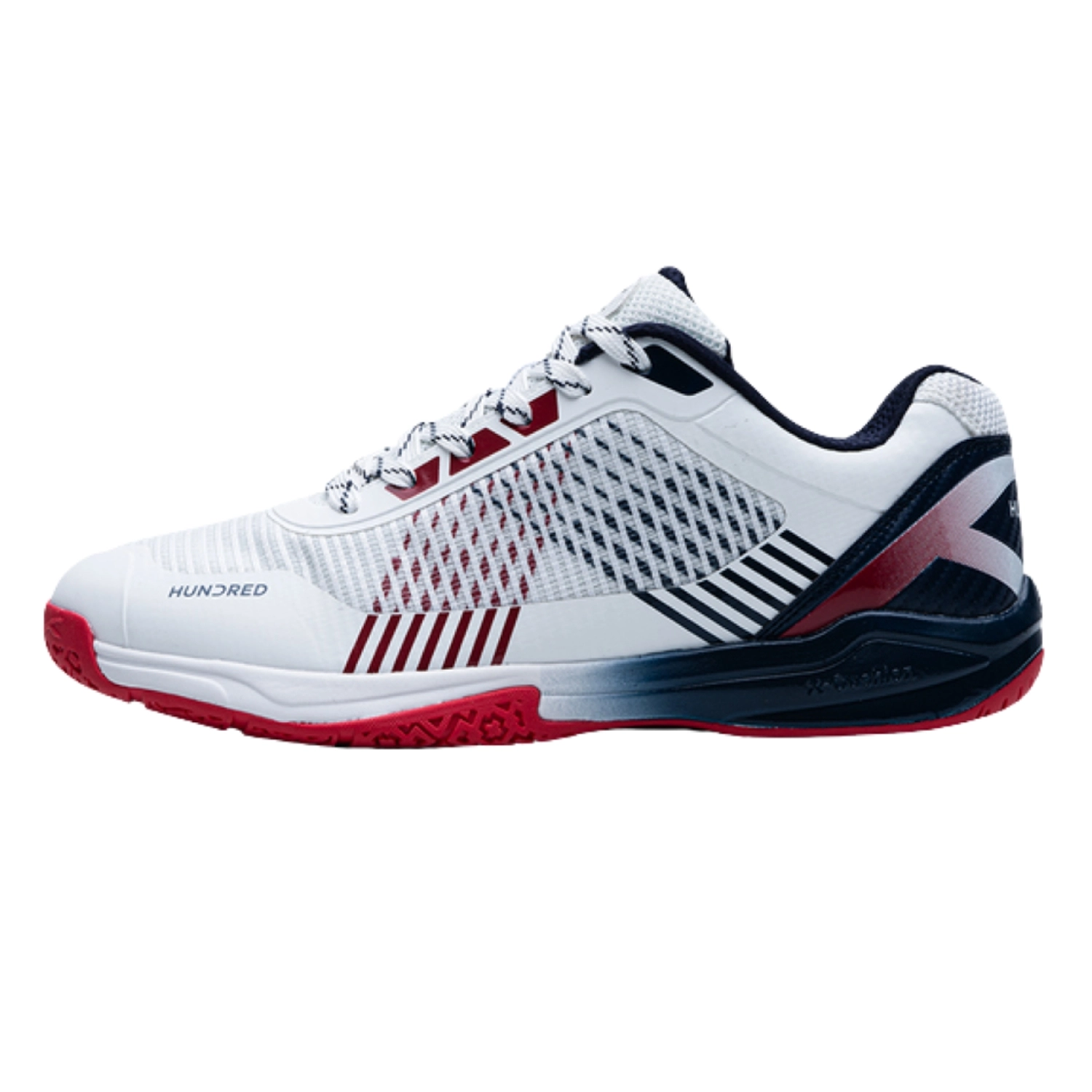 Giày cầu lông Hundred Beast Max màu trắng, xanh navy, đỏ