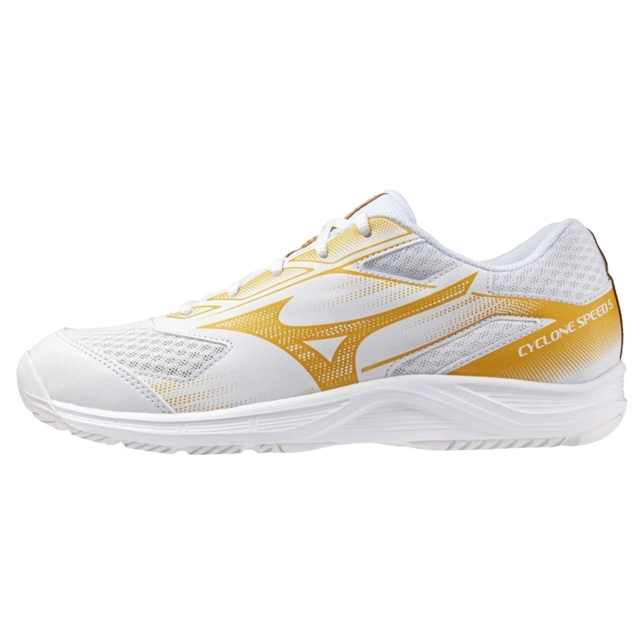 Giày cầu lông Mizuno Cyclone Speed 5 - Trắng vàng (V1GA258054)