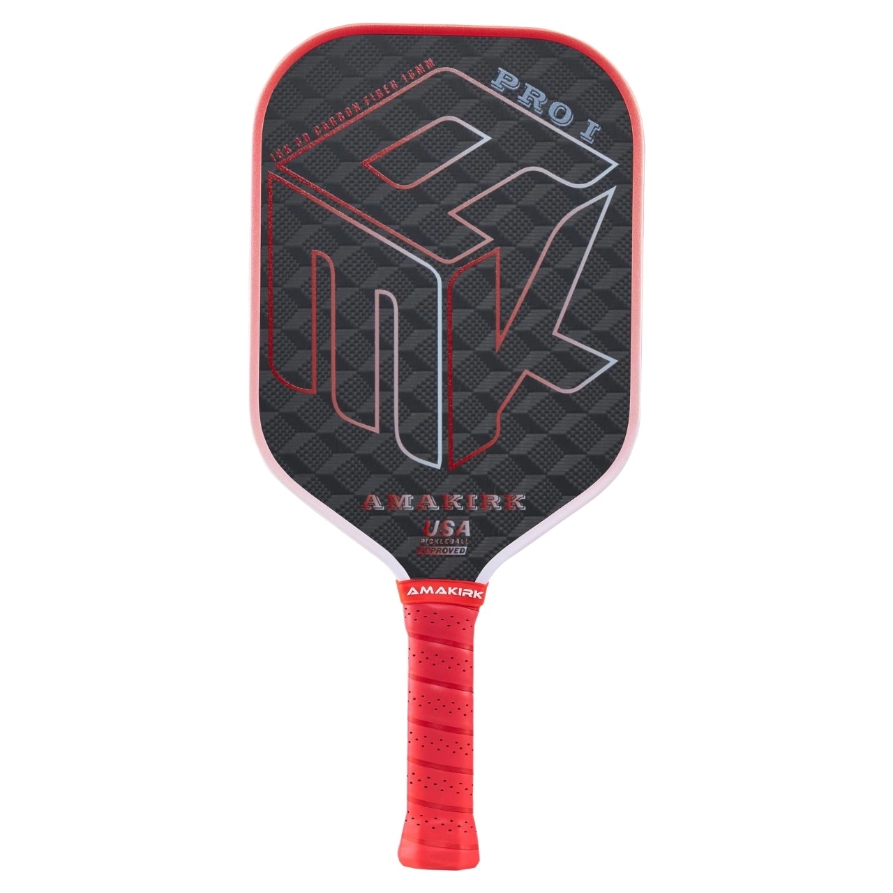 Vợt Pickleball Amakirk PRO 1 - 18K3D -16mm - Đỏ