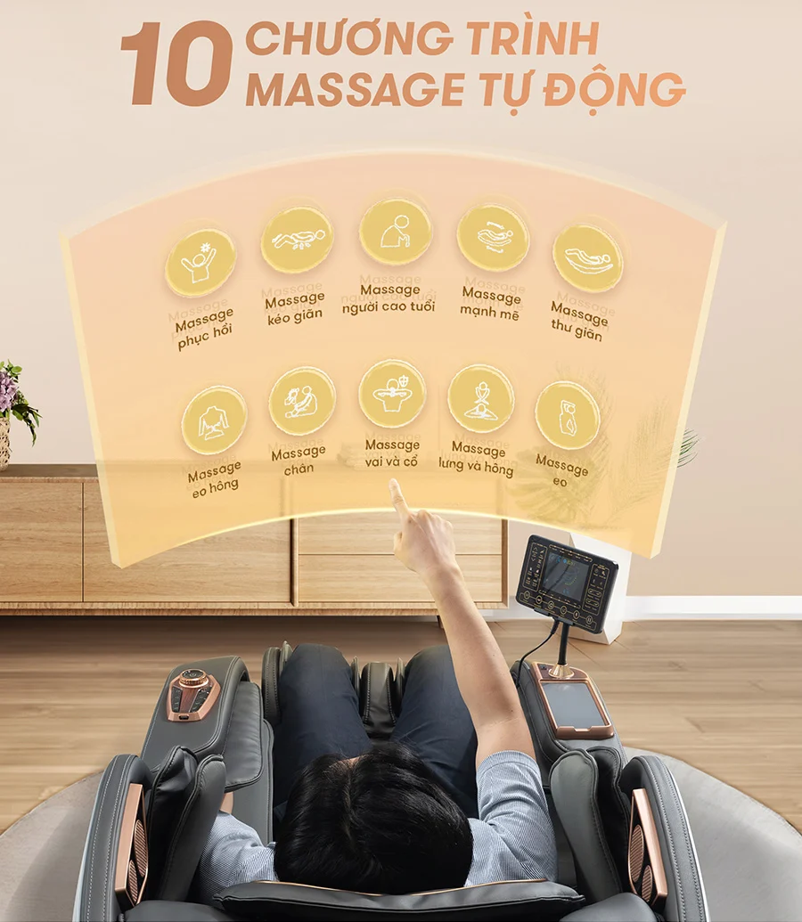 10 chương trình massage tự động của Ghế Massage Kingsport Deluxe G95