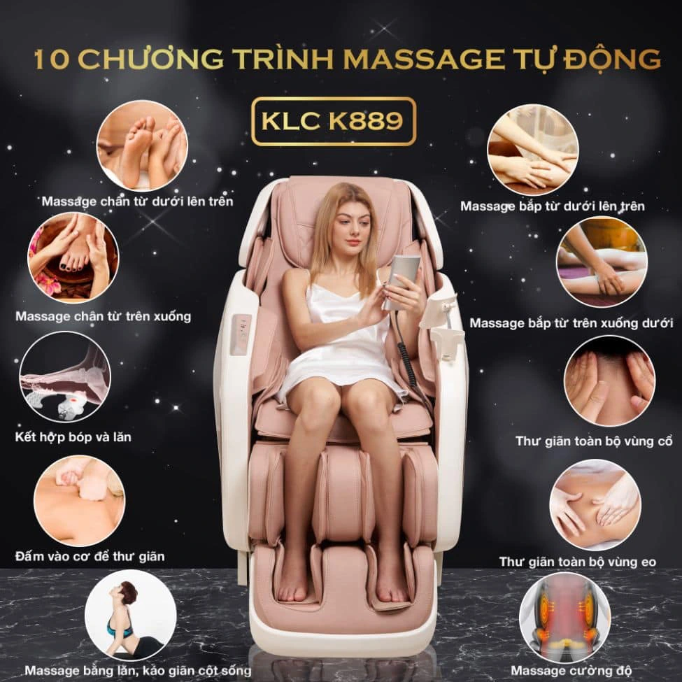 10 chương trình massage tự động của Ghế Massage KLC K889