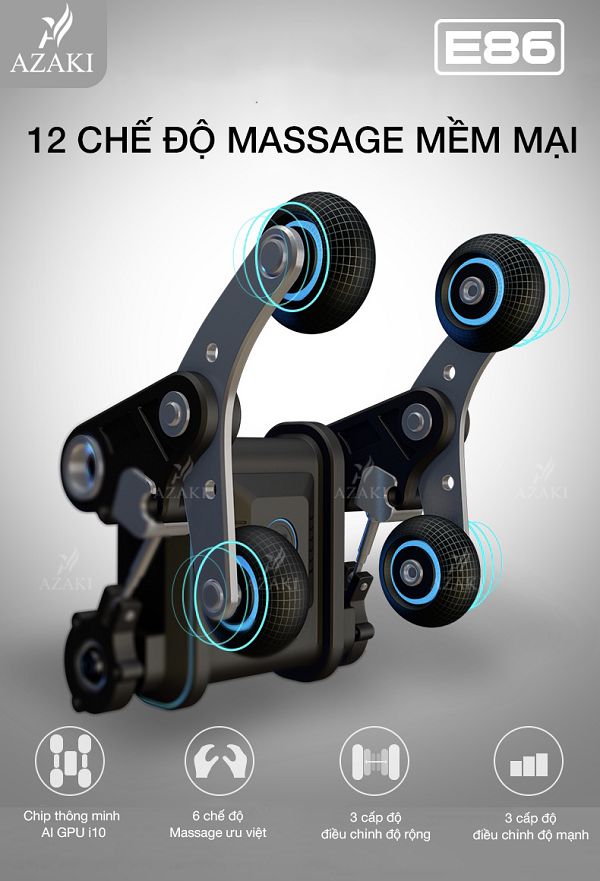 12 chế độ bài massage tự động của Ghế Massage Azaki E86 - Xanh chính hãng